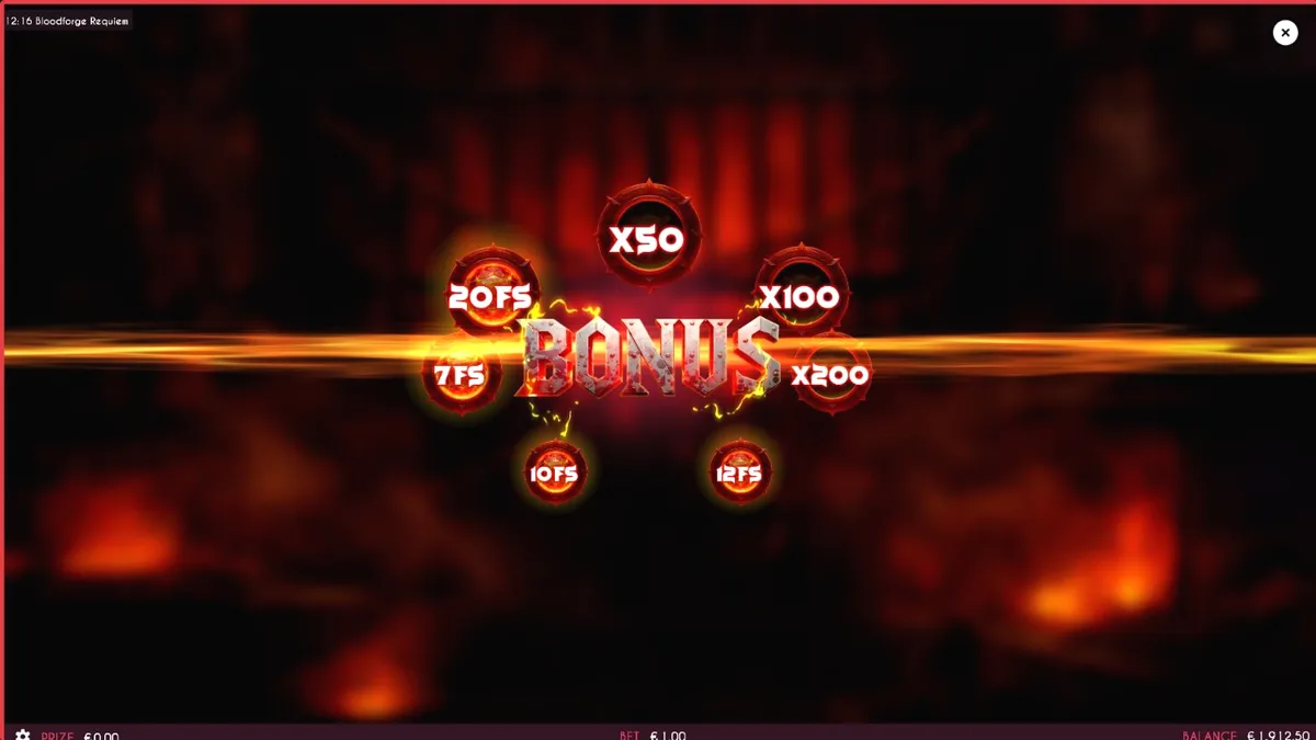 Visual atmosferik dari slot Bloodforge Requiem dengan latar belakang bengkel pandai besi yang membara